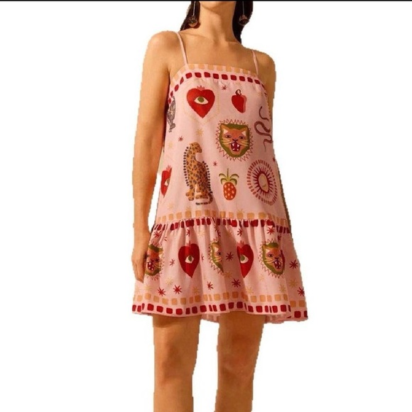 Women’s Boho Print Pink Mini Dress - Picture 3 of 12